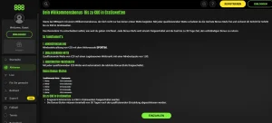 Willkommensangebot von 888sport mit Bedingungen und mehreren Gratiswettenstufen